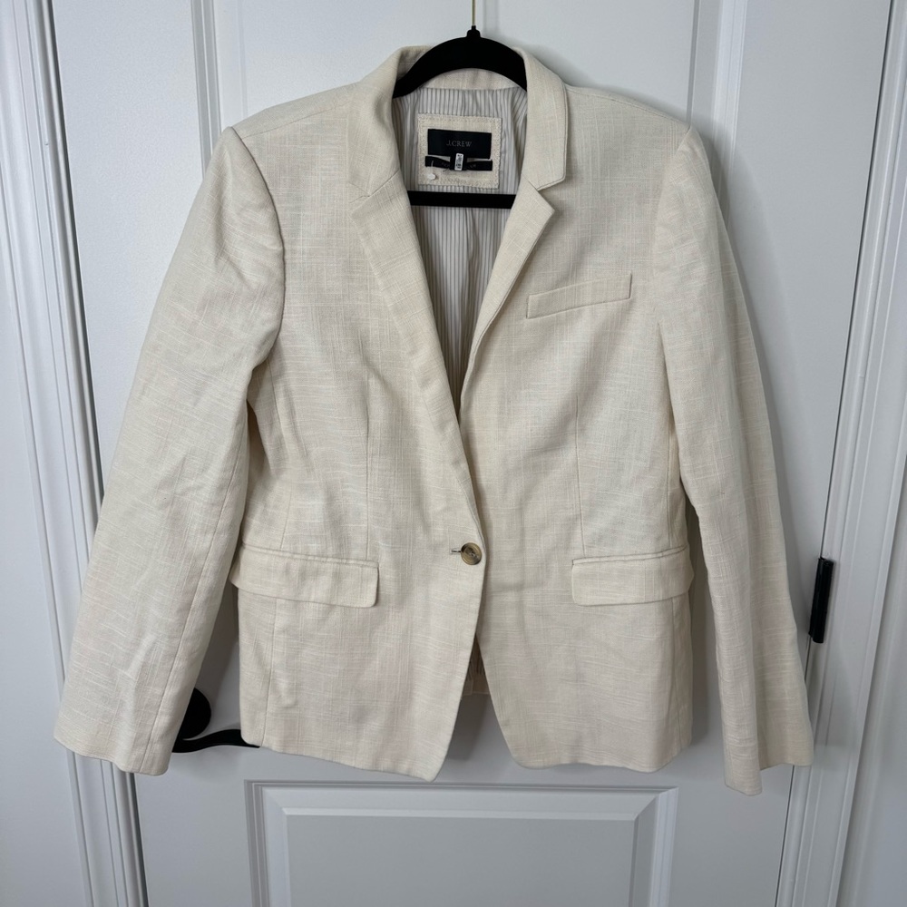 J. Crew Cream Regent linen button front  Blazer 12